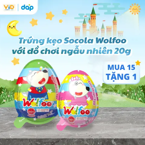 Trứng kẹo Socola Wolfoo với đồ chơi ngẫu nhiên 20g