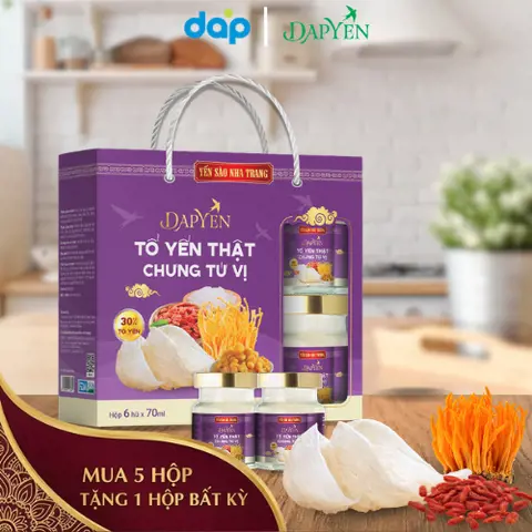 Tổ yến thật chưng tứ vị, hộp 6 hũ