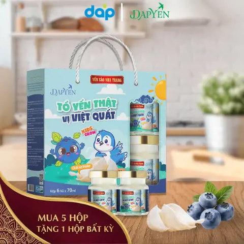 Tổ yến thật chưng việt quất, hộp 6 hũ
