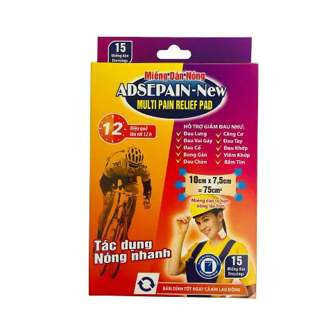 Miếng dán nóng ADSEPAIN - New MULTI PAIN RELIEF PAD (Hộp 5 gói)